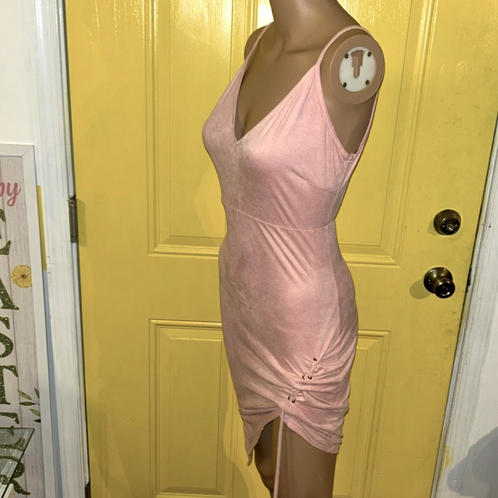 Seduction body con high tie up split on one side light pink size medium $10